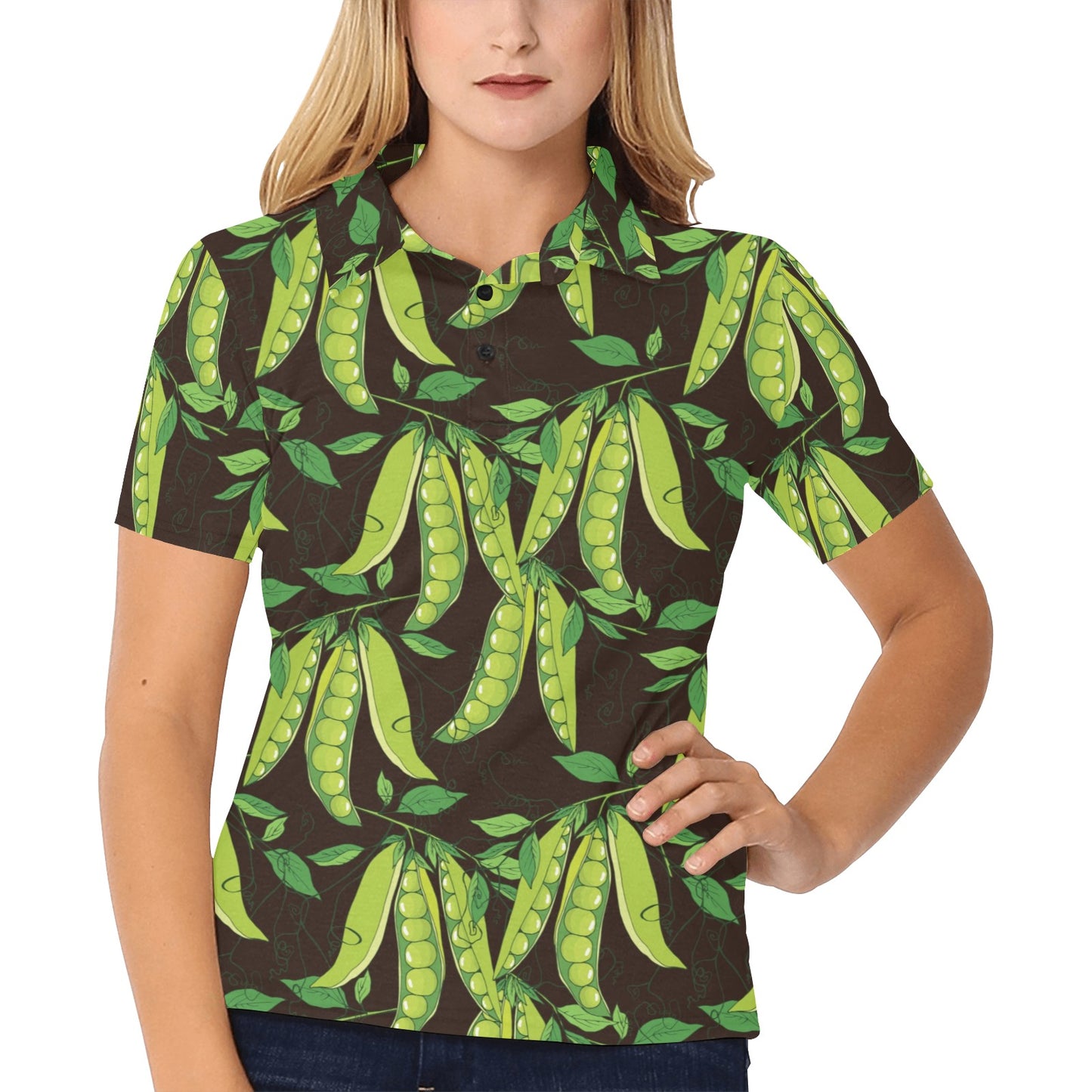 Peas Pattern Print Design A03 Women's Polo Shirt