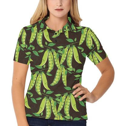 Peas Pattern Print Design A03 Women's Polo Shirt