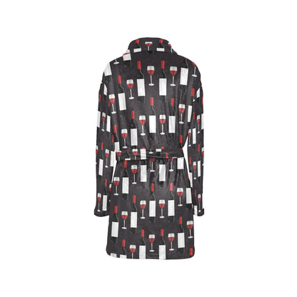 Wine Print Design LKS309 Women's Fleece Robe