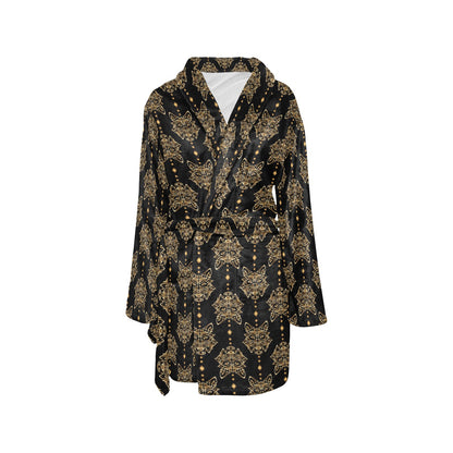 Aztec Wolf Pattern Print Design 04 Women's Fleece Robe