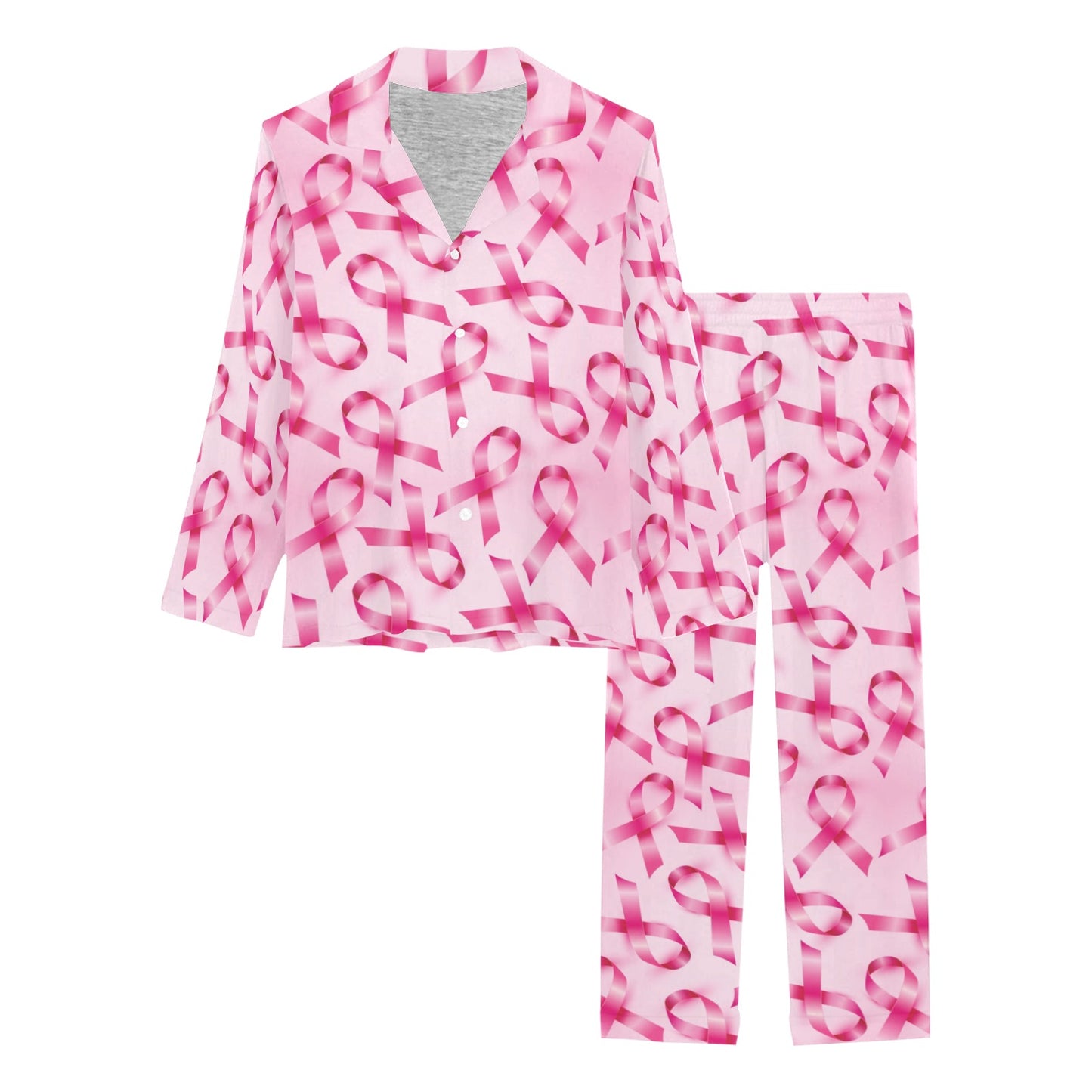 Breast cancer Pattern Print Design 04 Women's Long Pajama Set