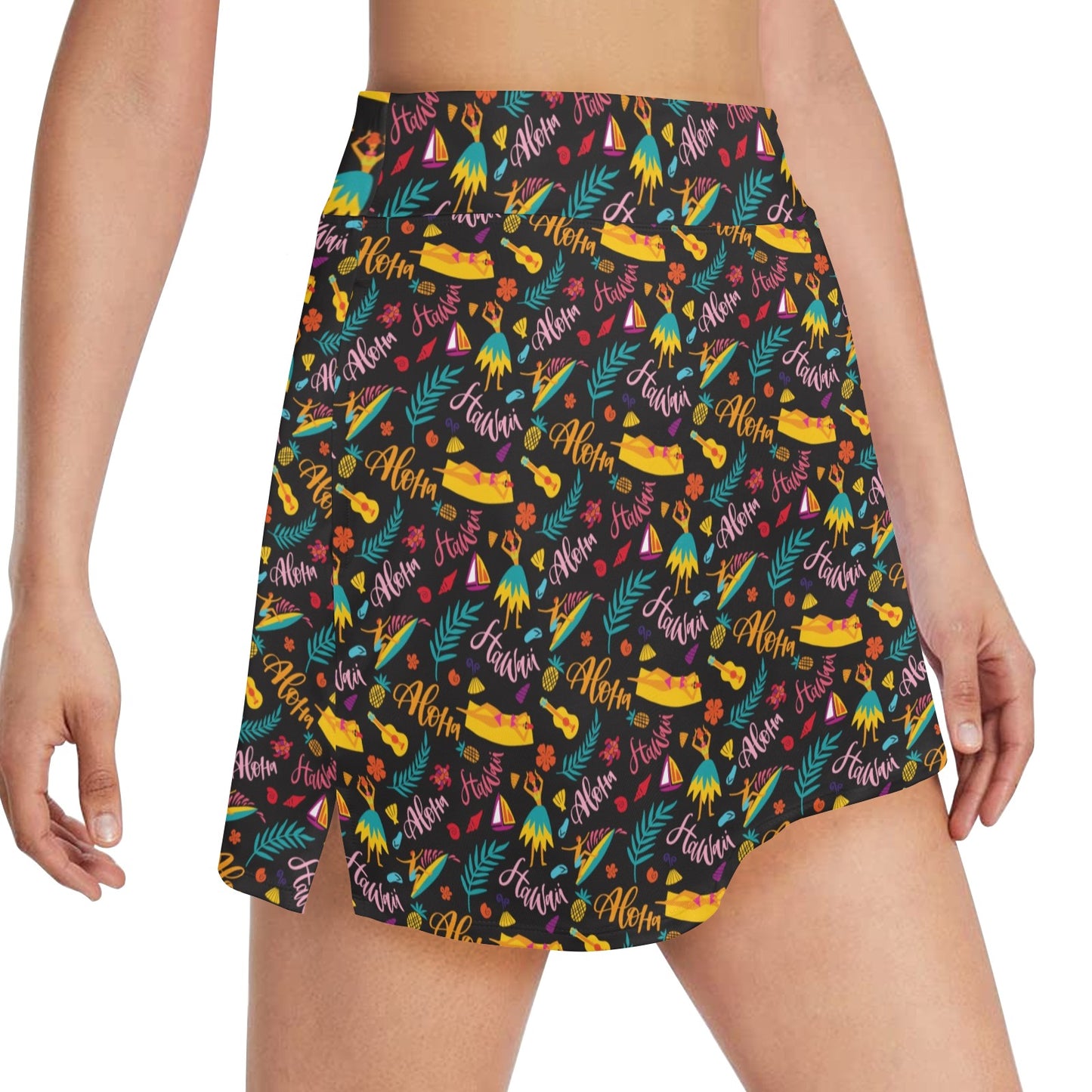 Aloha Hawaii Summer Design Themed Print 17" Golf & Pickleball Skort with Pockets