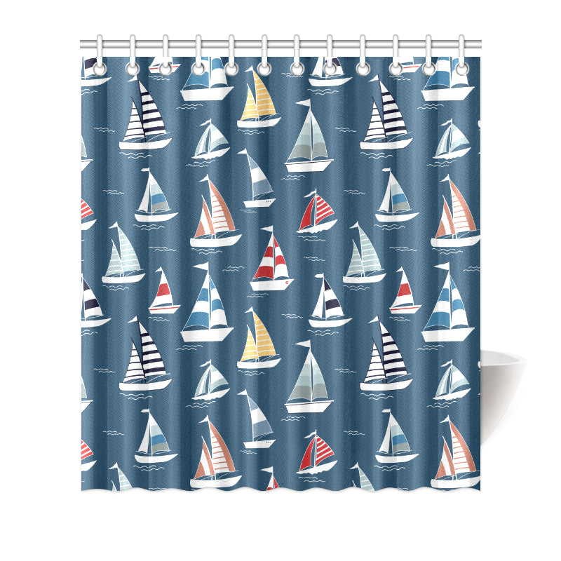 Sailing Ships Pattern Print Design A04 Shower Curtain