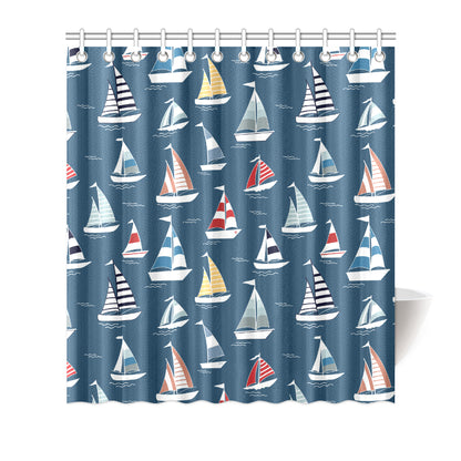 Sailing Ships Pattern Print Design A04 Shower Curtain