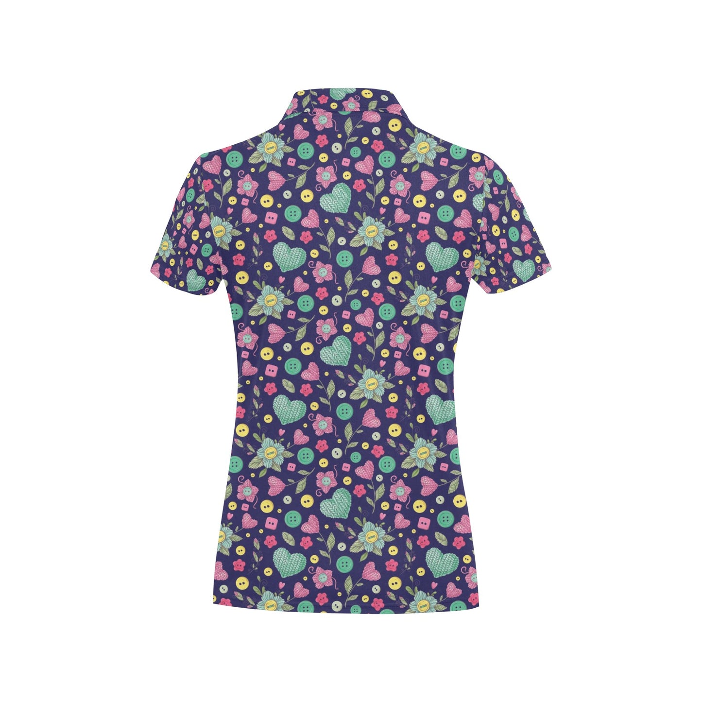 Crochet Pattern Print Design 02 Women's Polo Shirt