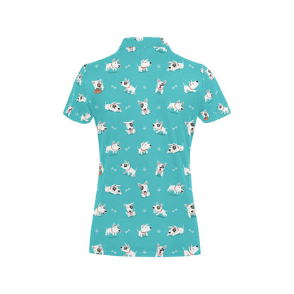 Bull Terriers Pattern Print Design 07 Women's Polo Shirt