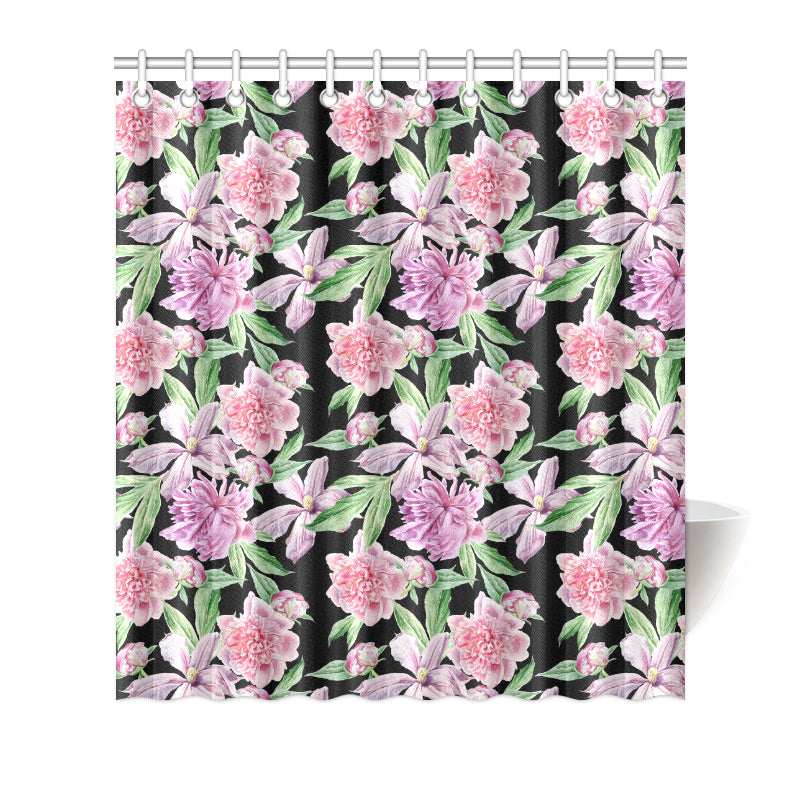 Peony Pattern Print Design PE08 Shower Curtain
