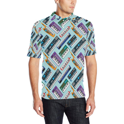Synthesizer Pattern Print Design 02 Men Polo Shirt