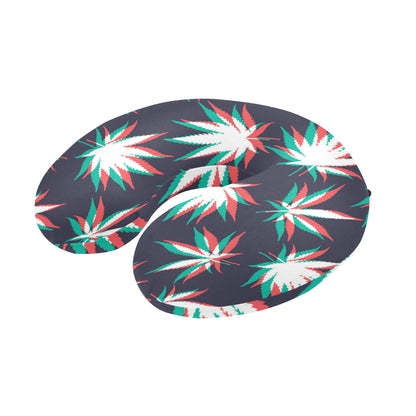 Pot Leaf Pattern Print Design A01 U-Shaped Travel Neck Pillow
