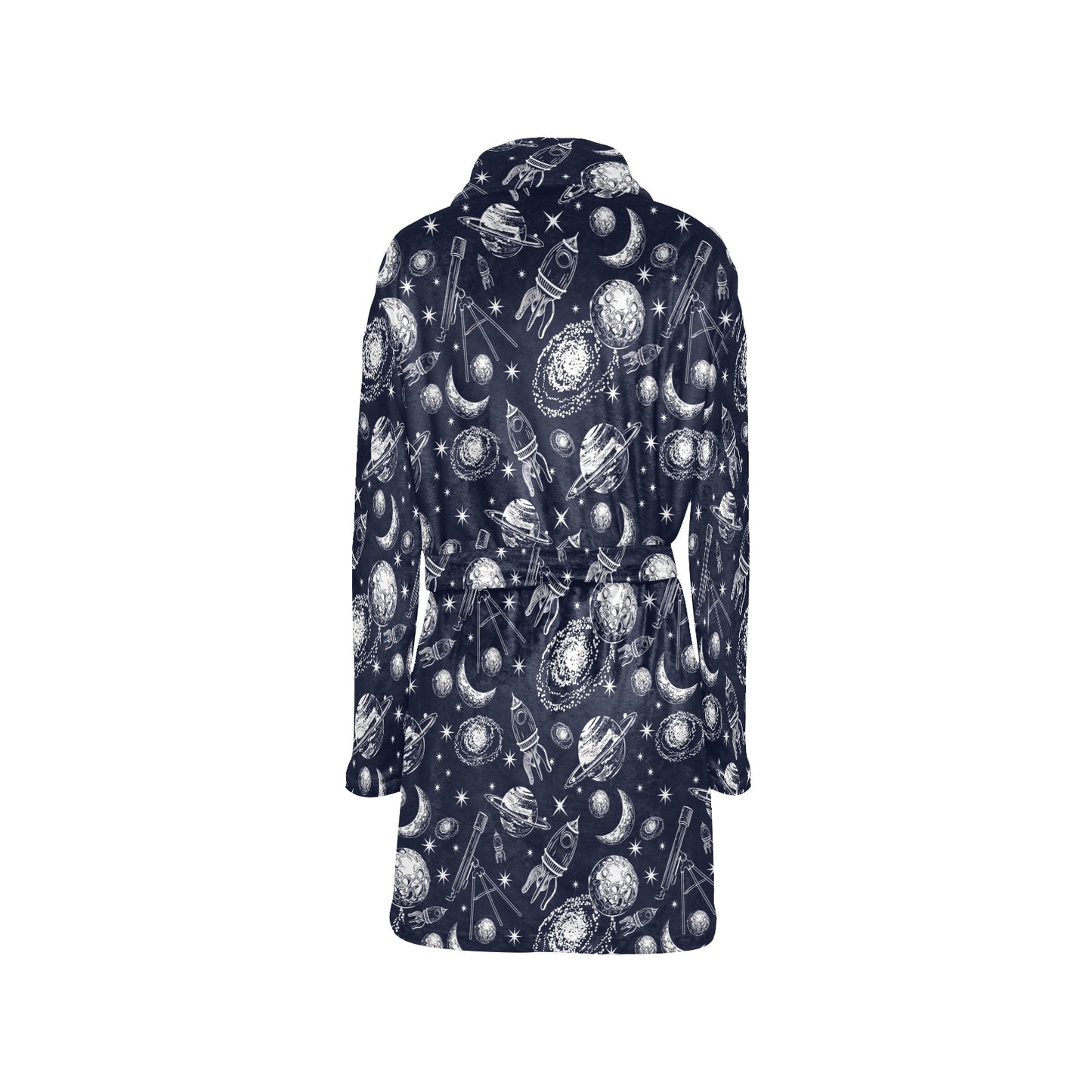 Space Rocket Print Design LKS301 Women's Fleece Robe