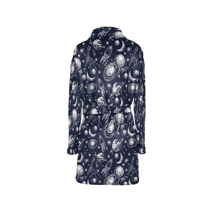 Space Rocket Print Design LKS301 Women's Fleece Robe
