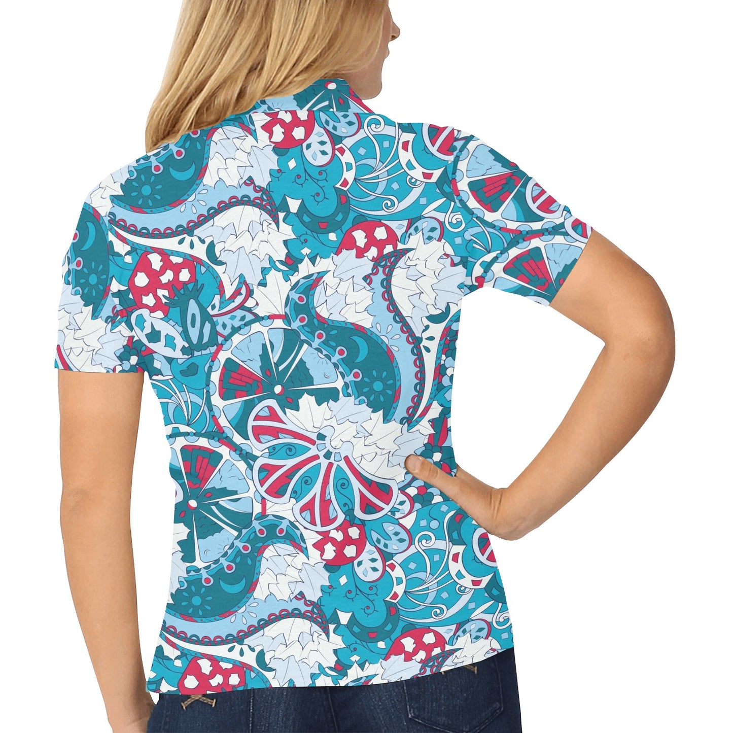 Funky Retro Pattern Print Design A05 Women's Polo Shirt