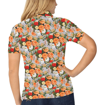 Lisianthus Pattern Print Design LT04 Women's Polo Shirt