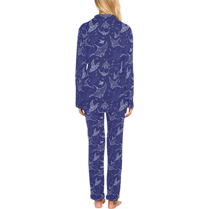 Manta Ray Print Design LKS401 Women's Long Pajama Set