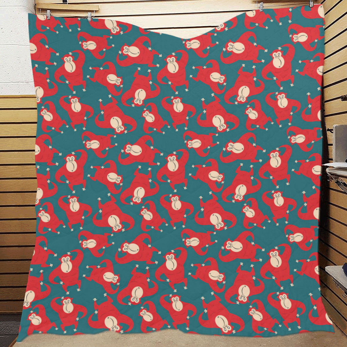 Chimpanzee Pattern Print Design 04 Premium Quilt