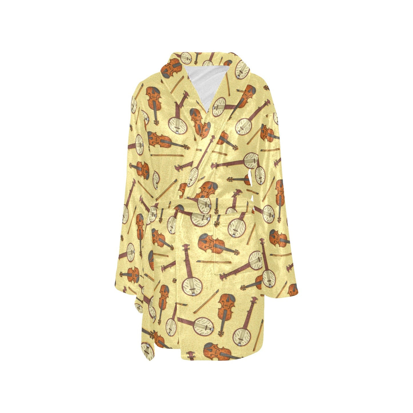 Banjo Violin Pattern Print Design 01 Women's Fleece Robe