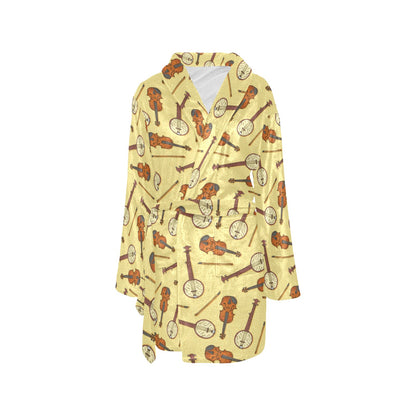 Banjo Violin Pattern Print Design 01 Women's Fleece Robe