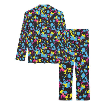 Splatter Colorful Print Design LKS301 Women's Long Pajama Set