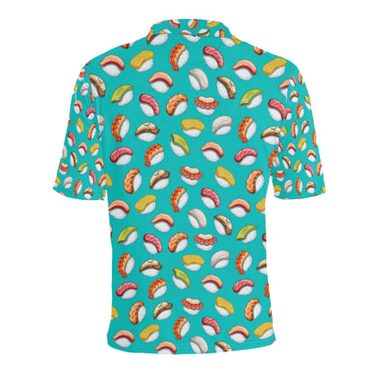 Sushi Themed Print Men Polo Shirt