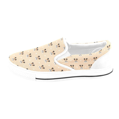 Russell Terriers Print Design LKS3011 White Slip Ons Canvas Women's Shoes