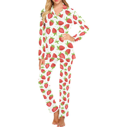 Strawberry Pattern Print Design SB07 Women's Long Pajama Set