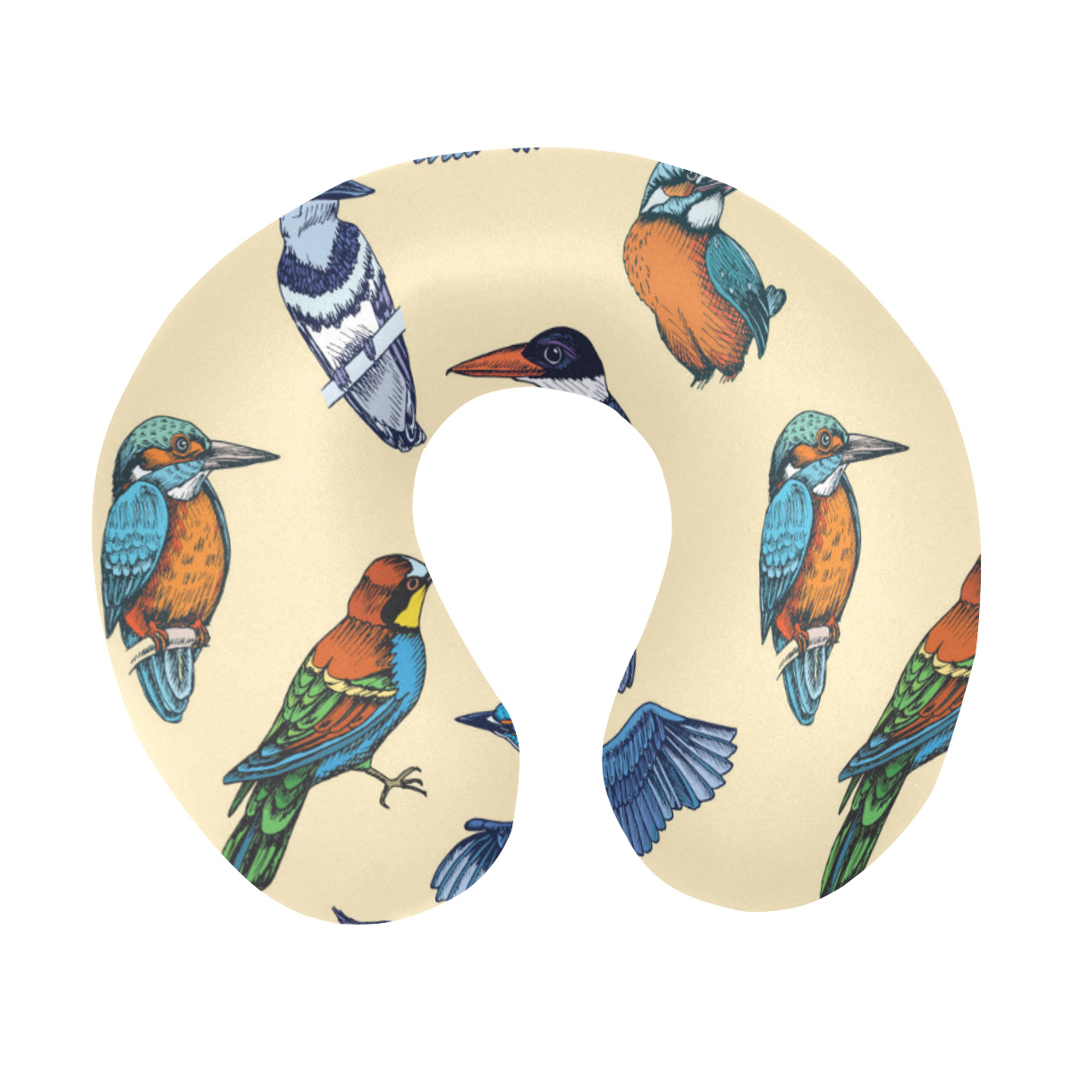 Kingfisher Bird Pattern Print Design 04 U-Shaped Travel Neck Pillow