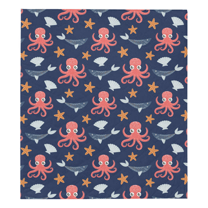 Octopus Pattern Print Design A04 Premium Quilt
