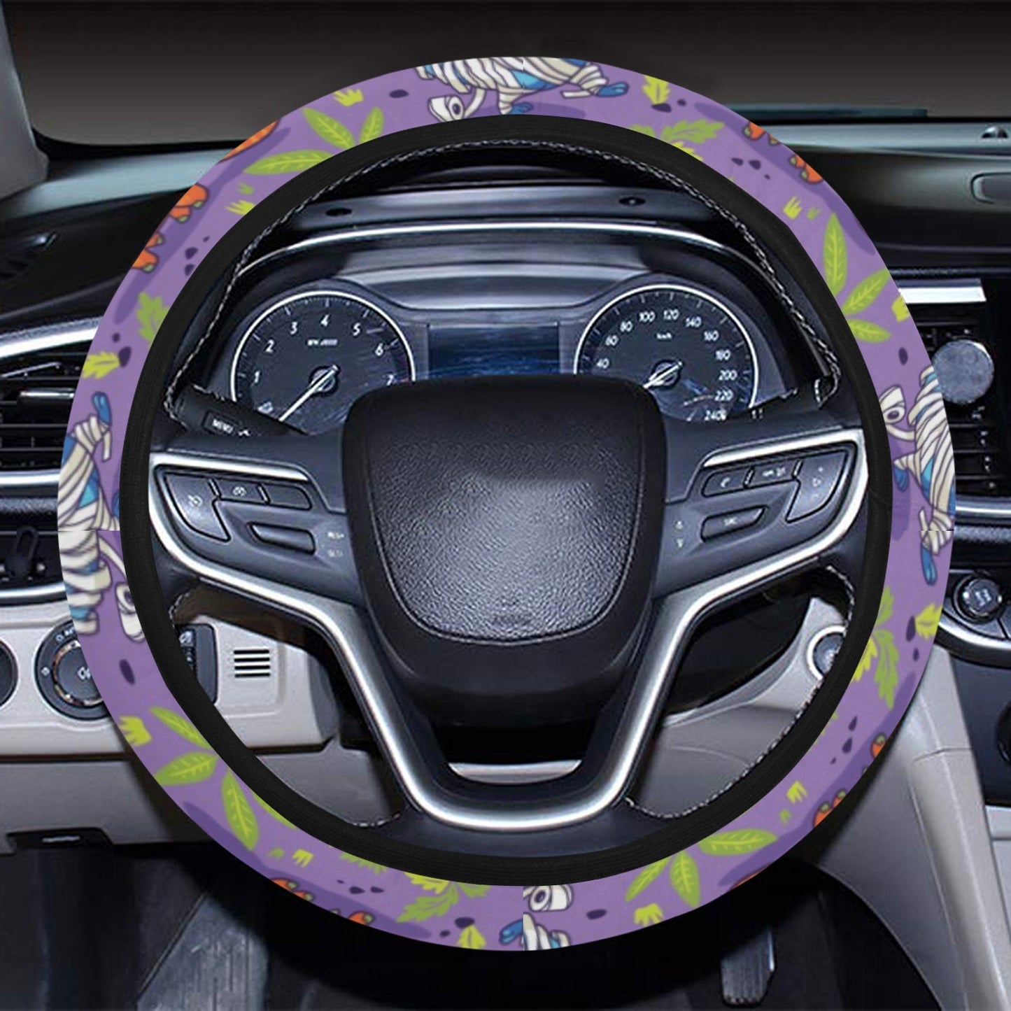 Zombie Dinosaur Print Design LKS302 Steering Wheel Cover with Elastic Edge