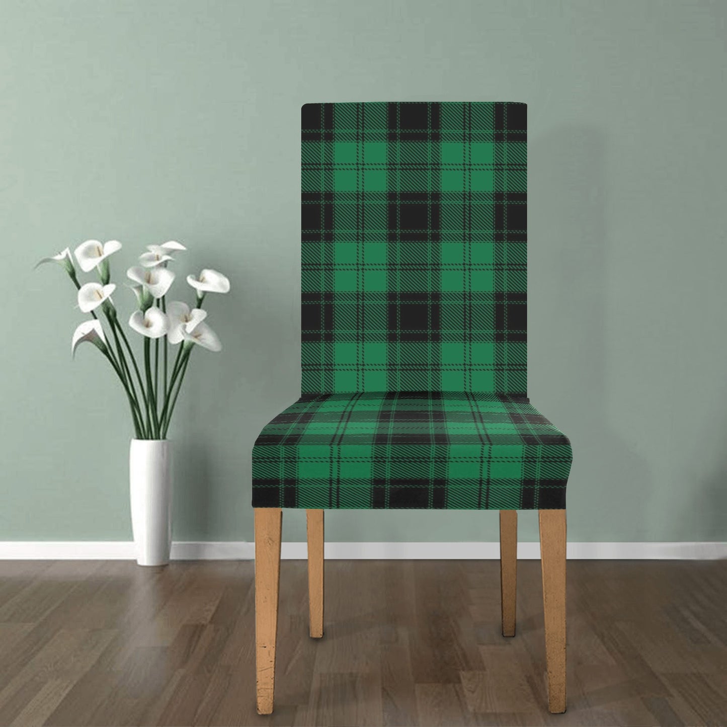Tartan Green Print Design LKS302 Dining Chair Slipcover