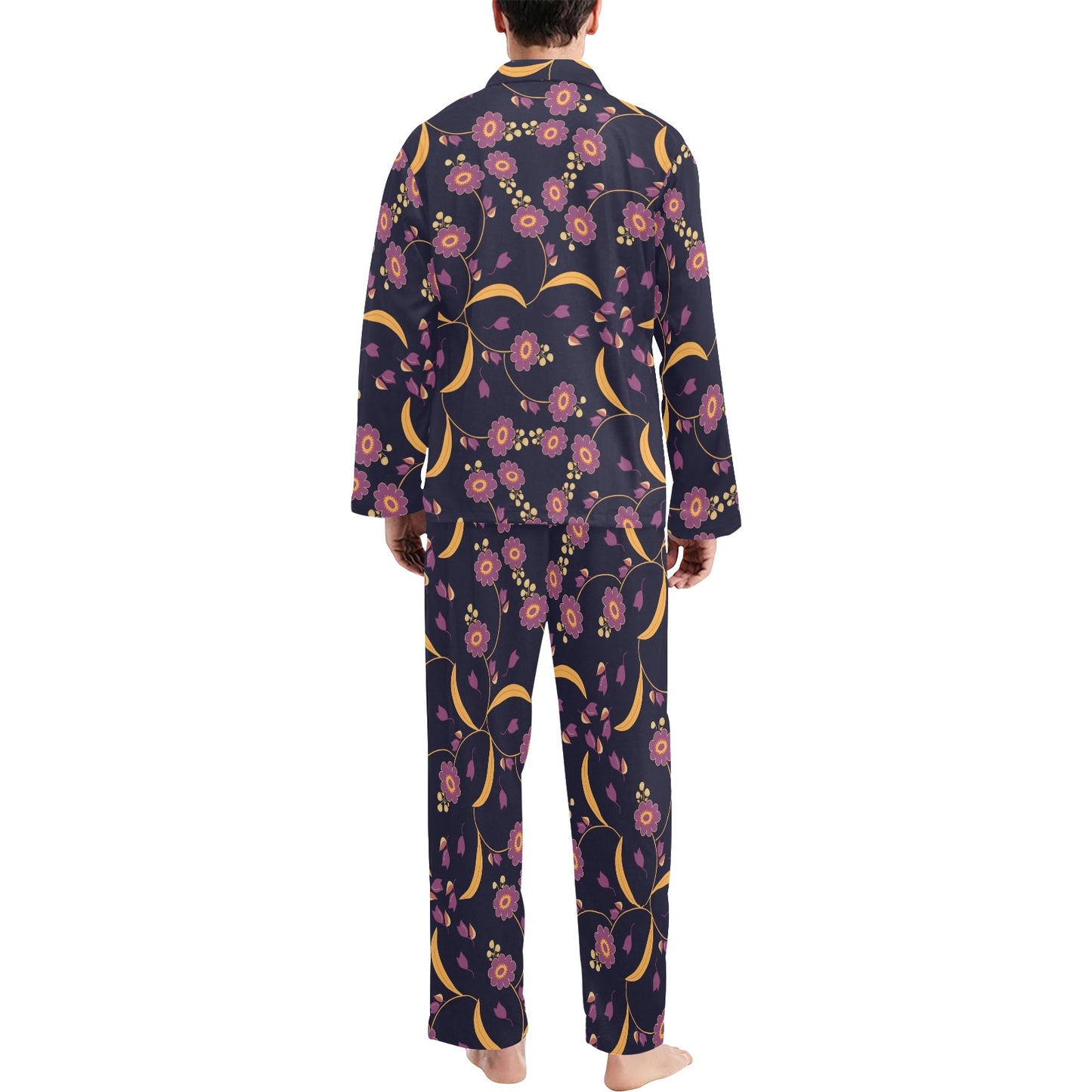Anemone Pattern Print Design AM012 Men's Long Pajama Set