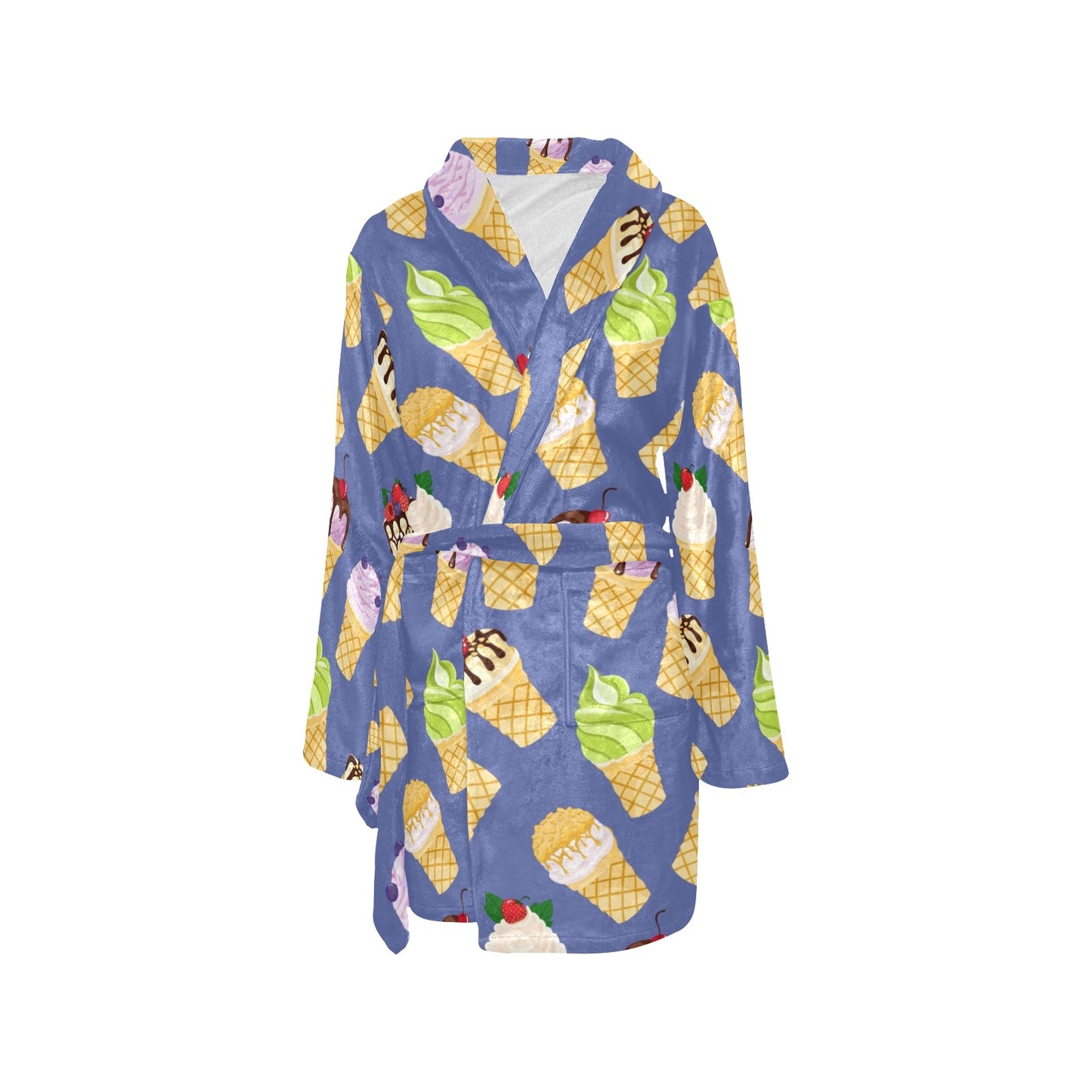 Ice Cream Pattern Print Design IC03 Women's Fleece Robe
