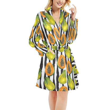 Papaya Pattern Print Design PP01 Women's Fleece Robe
