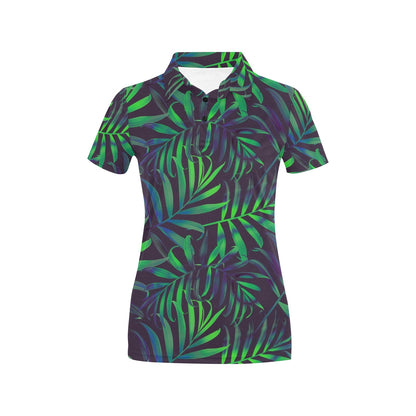 Palm Leaves Pattern Print Design PL01 Women's Polo Shirt