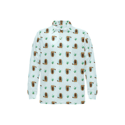 Platypus Pattern Print Design A04 Long Sleeve Polo Shirt For Men's
