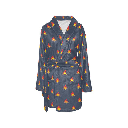 Campfire Pattern Print Design 02 Women's Fleece Robe