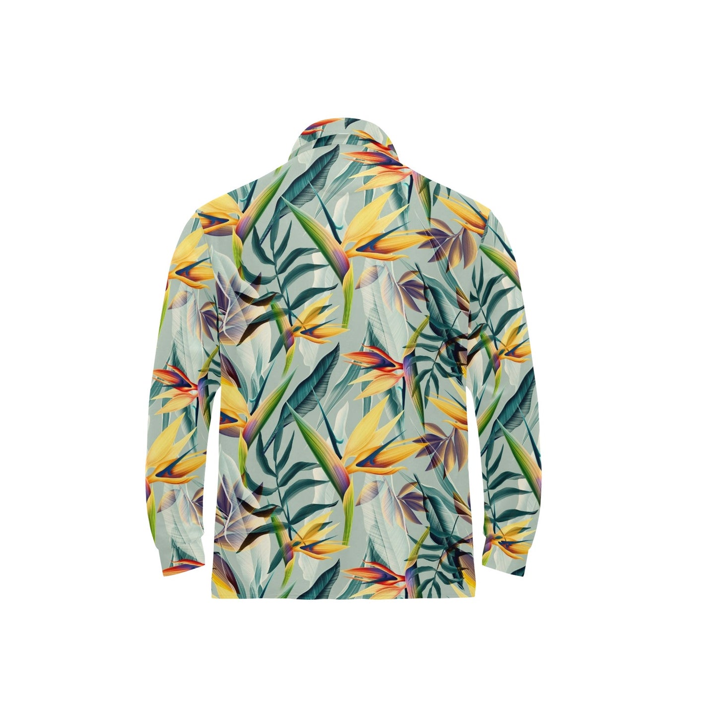Tropical Flower Pattern Print Design TF022 Long Sleeve Polo Shirt For Men's
