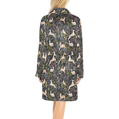 Deer Floral Jungle Women's Fleece Robe