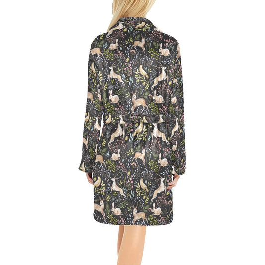 Deer Floral Jungle Women's Fleece Robe