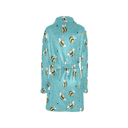 Bee Pattern Print Design BEE02 Women's Fleece Robe