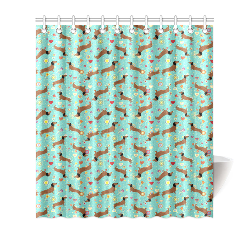 Dachshund with Floral Print Pattern Shower Curtain
