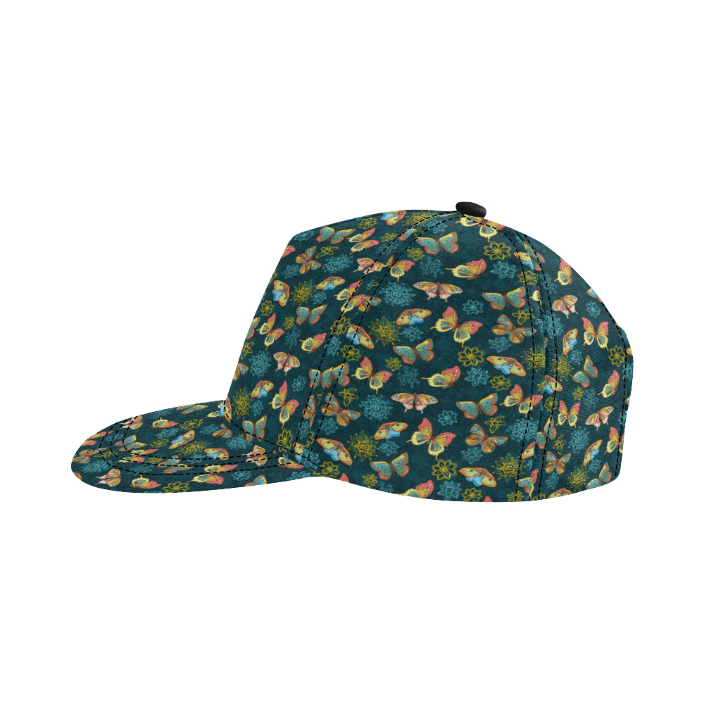 Butterfly Hand Draw Print Pattern Snapback Cap