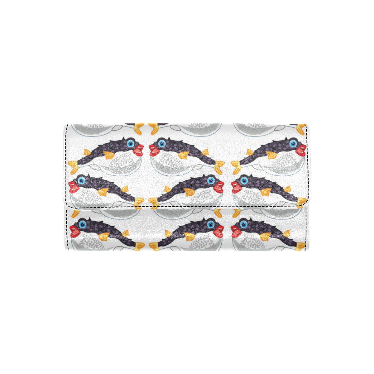 Fugu Pattern Print Design 03 Women's Trifold Wallet