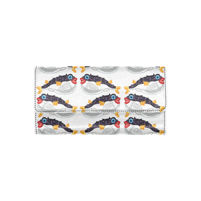 Fugu Pattern Print Design 03 Women's Trifold Wallet