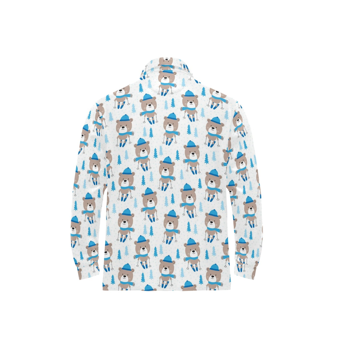 Ski Print Design LKS306 Long Sleeve Polo Shirt For Men's