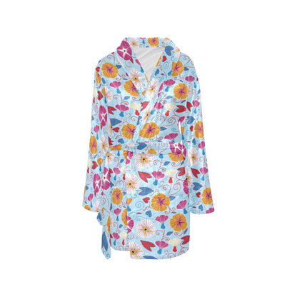 Morning Glory Pattern Print Design MG06 Women's Fleece Robe