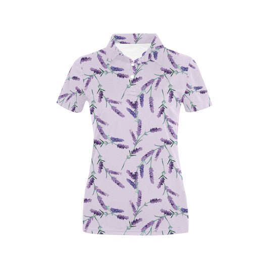 Lavender Pattern Print Design 02 Women's Polo Shirt
