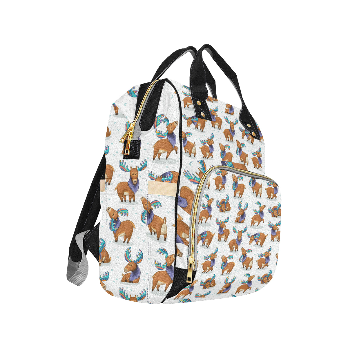 Moose Cute Pattern Print Design 01 Diaper Bag Backpack