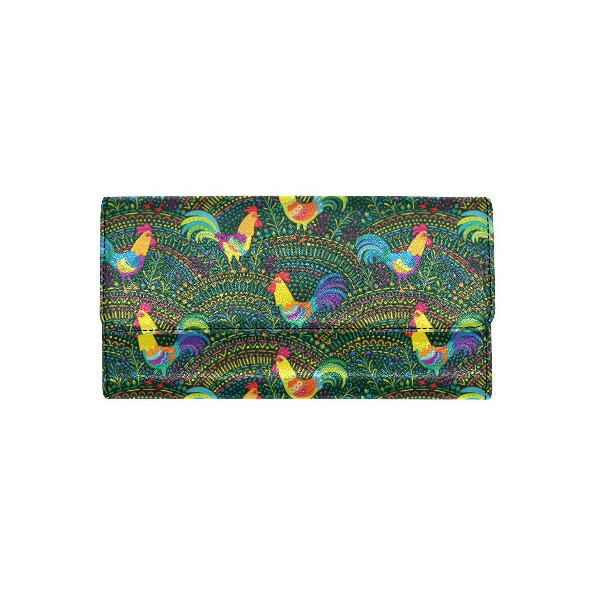 Rooster Pattern Print Design A01 Women's Trifold Wallet