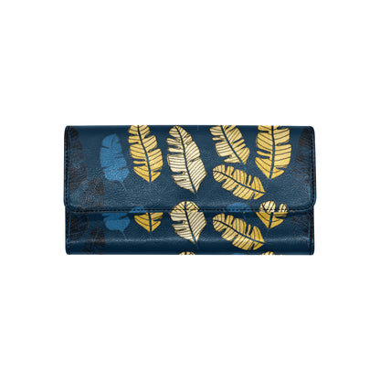 Banana Leaf Pattern Print Design BL09 Women's Trifold Wallet