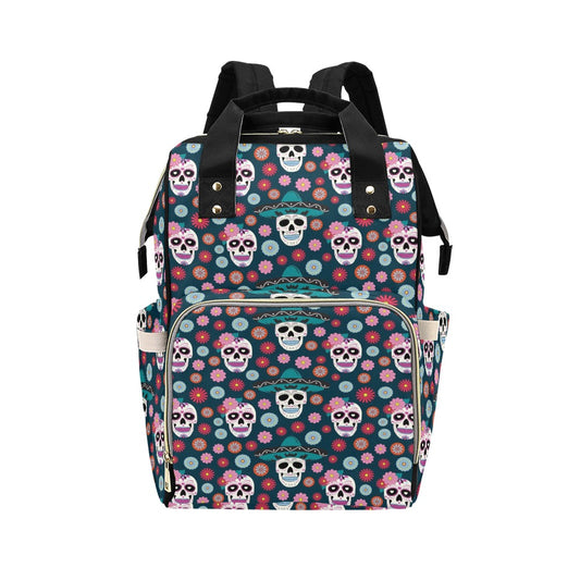 Sugar Skull Print Design LKS308 Diaper Bag Backpack